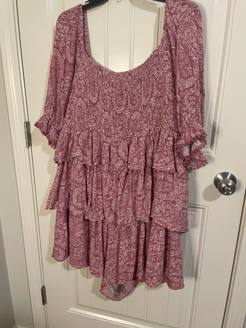 Mauve Floral Tiered Romper - Picture 4 of 4